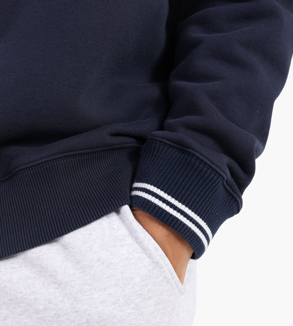 Polo Oversize à Col Rayé Bleu Marine