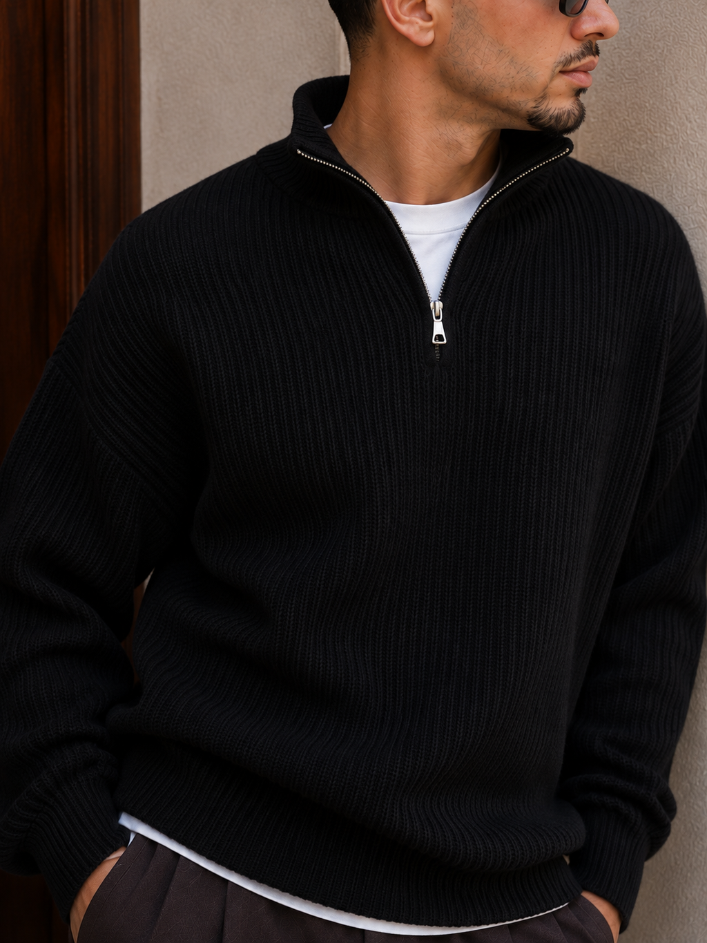 Pull Zippé Col Montant